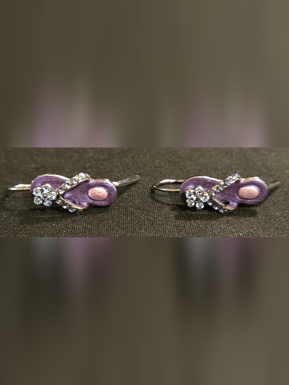 Vintage Sterling And Rhinestone Flip Flop Earrings